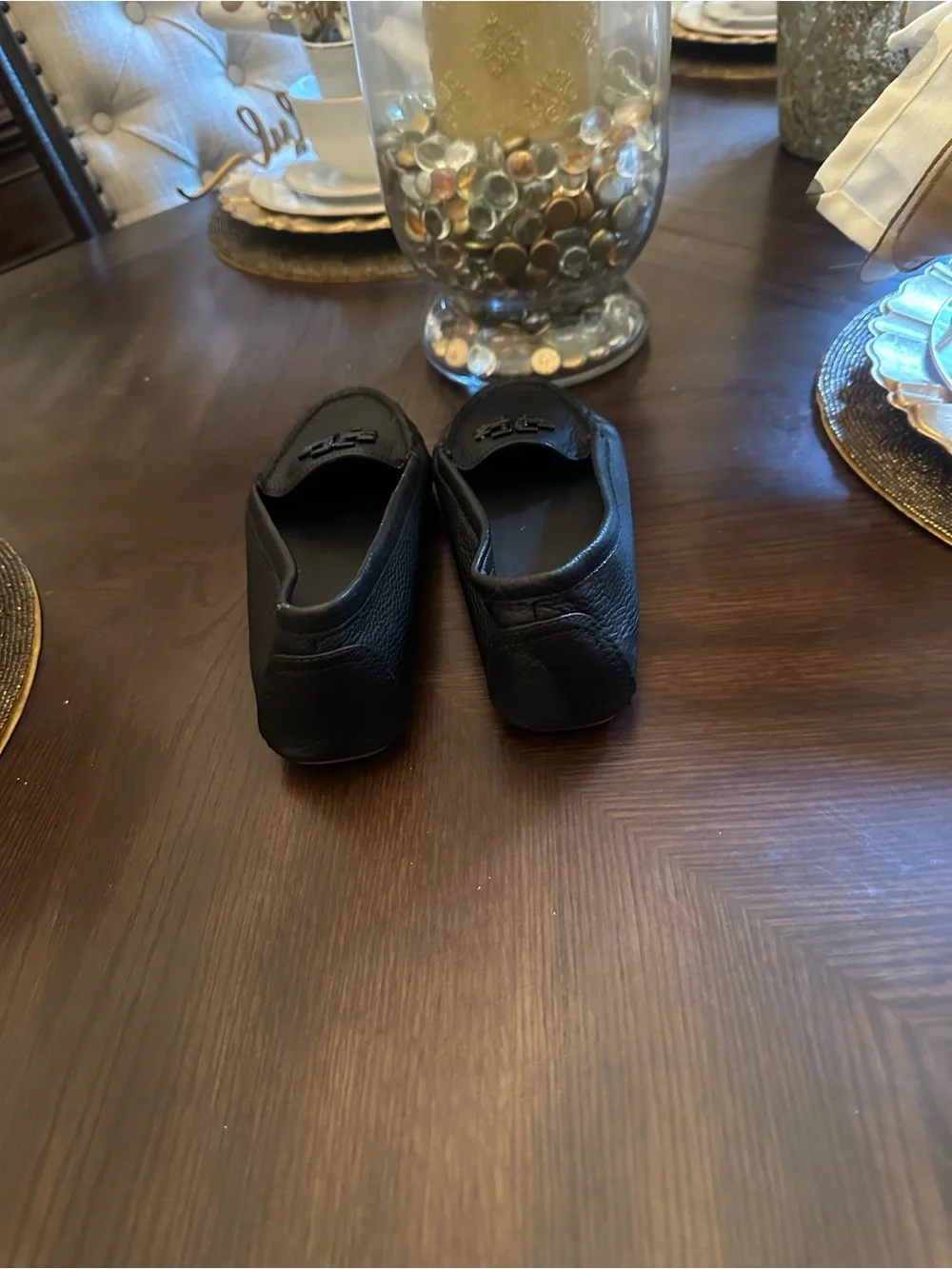 Tory Burch Black Leather Minnie Moc Loafers